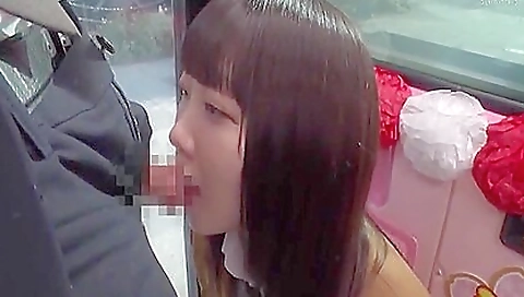 Mature asian girl is giving a deepthroat blowjob to a young man