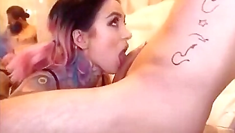 Amateur Sex Tattooed Covered Busty Sluts Pleasing A Big Cock