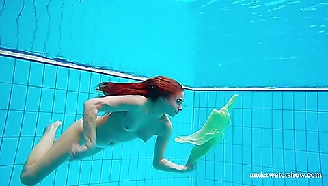 Hairy teen 18+ Babe Nina Mohnatka Swims In The Pool