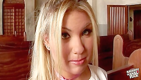 Blonde gets a blowjob and gets her ass fucked and creampie