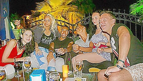 Hot big-busty brunette giving a blowjob to her lover