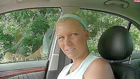 Blonde milf with a big ass gets her pussy fucked outdoors