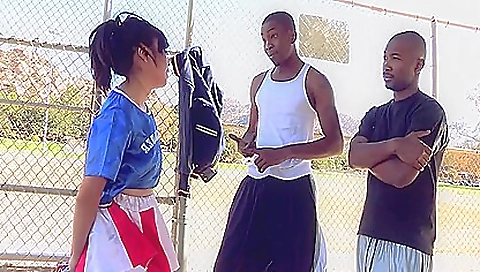 Anal threesome with a brunette babe in sexy stockings