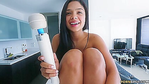 Latina teen with huge tits cumming in her favorite toy