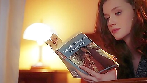 Emily blooms in red lingerie and takes off her boots