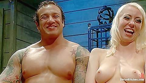 Blonde with nice big boobs gets her man's cock inside her