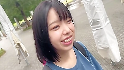 Japanese brunette in a pink panty and bra gets creampie