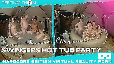 Big ass brunette swingers have a great time in the tub