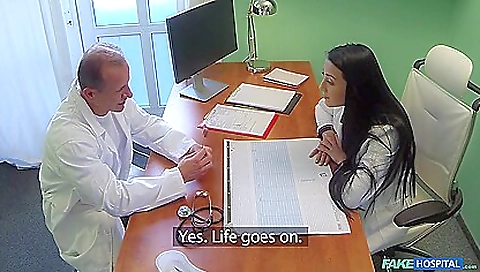 Nurse and her busty blonde stepdaughter having threesome sex