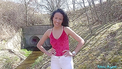 Petite teen 18+ gets naked outdoors for the first time