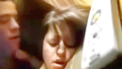 Brunette girl in pink lingerie with a nice ass on camera