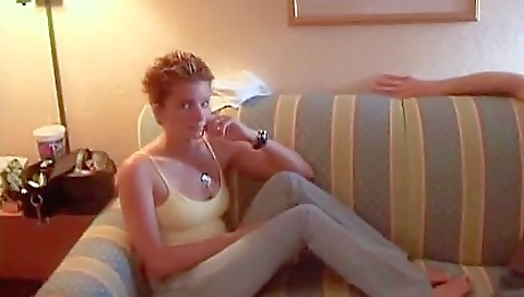 Redhead goddess in a hot campfire tamed on a campfire