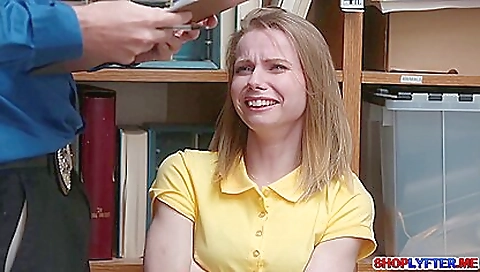 Blonde office boss has a hot handjob in her office