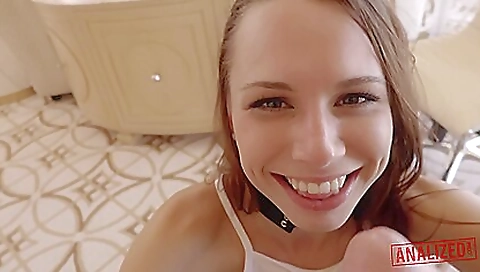 Brunette in stockings gets fucked and gets creampie