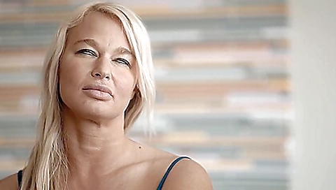 Hot blonde milf cums on her boyfriend after blowjob